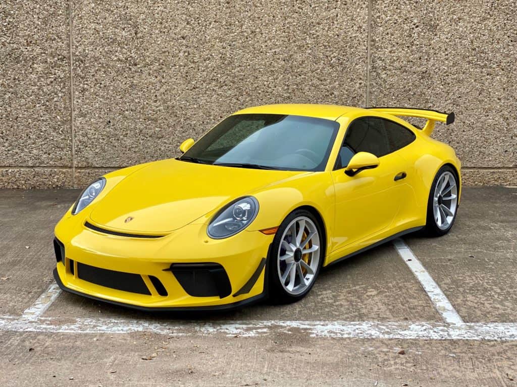 Yellow porsche 911 gt3 ultimate plus 10 mil paint protection film