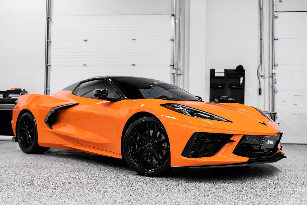 orange 2023 corvette c8 full 10mil ppf ceramic coating